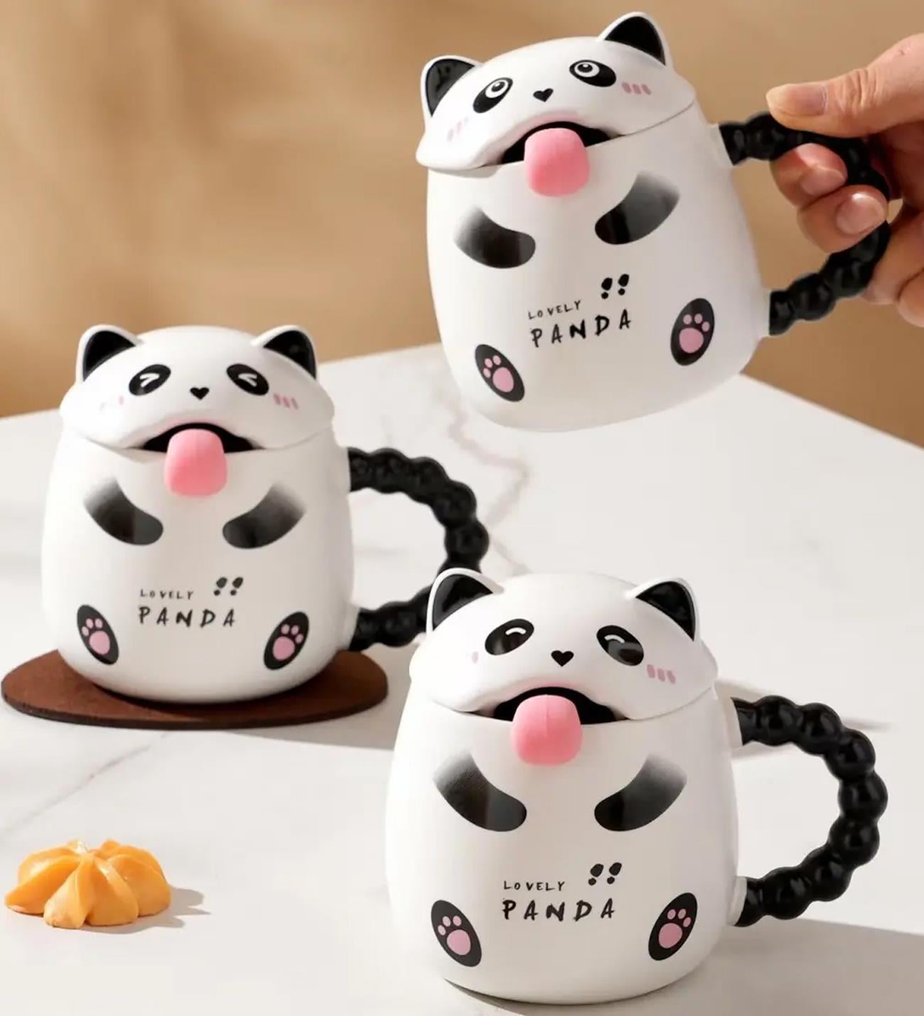 Panda Temalı Kapaklı Seramik KupagiftmodaBM-1455