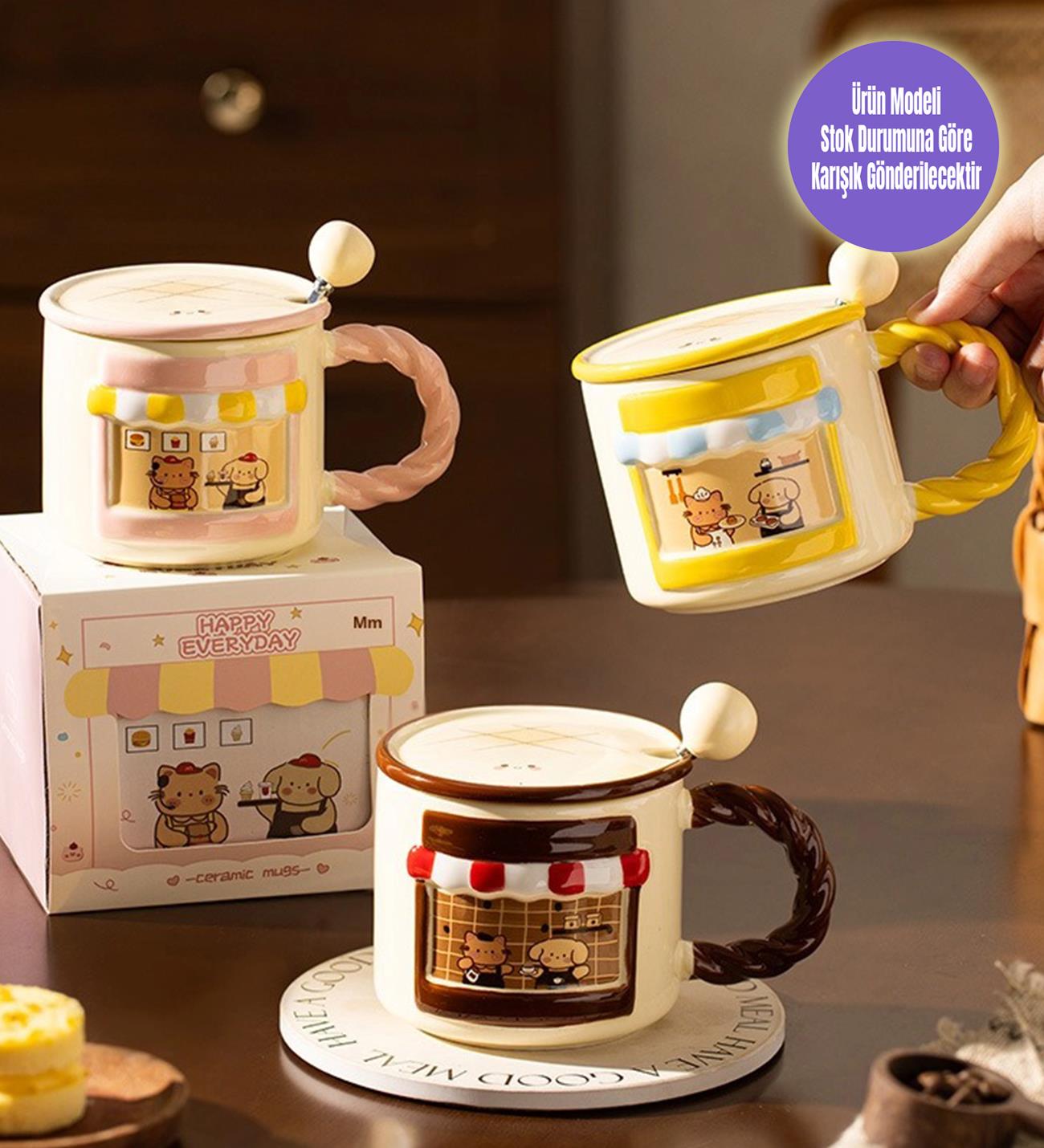 Kahve Sokağı Temalı Seramik KupagiftmodaBM-1955