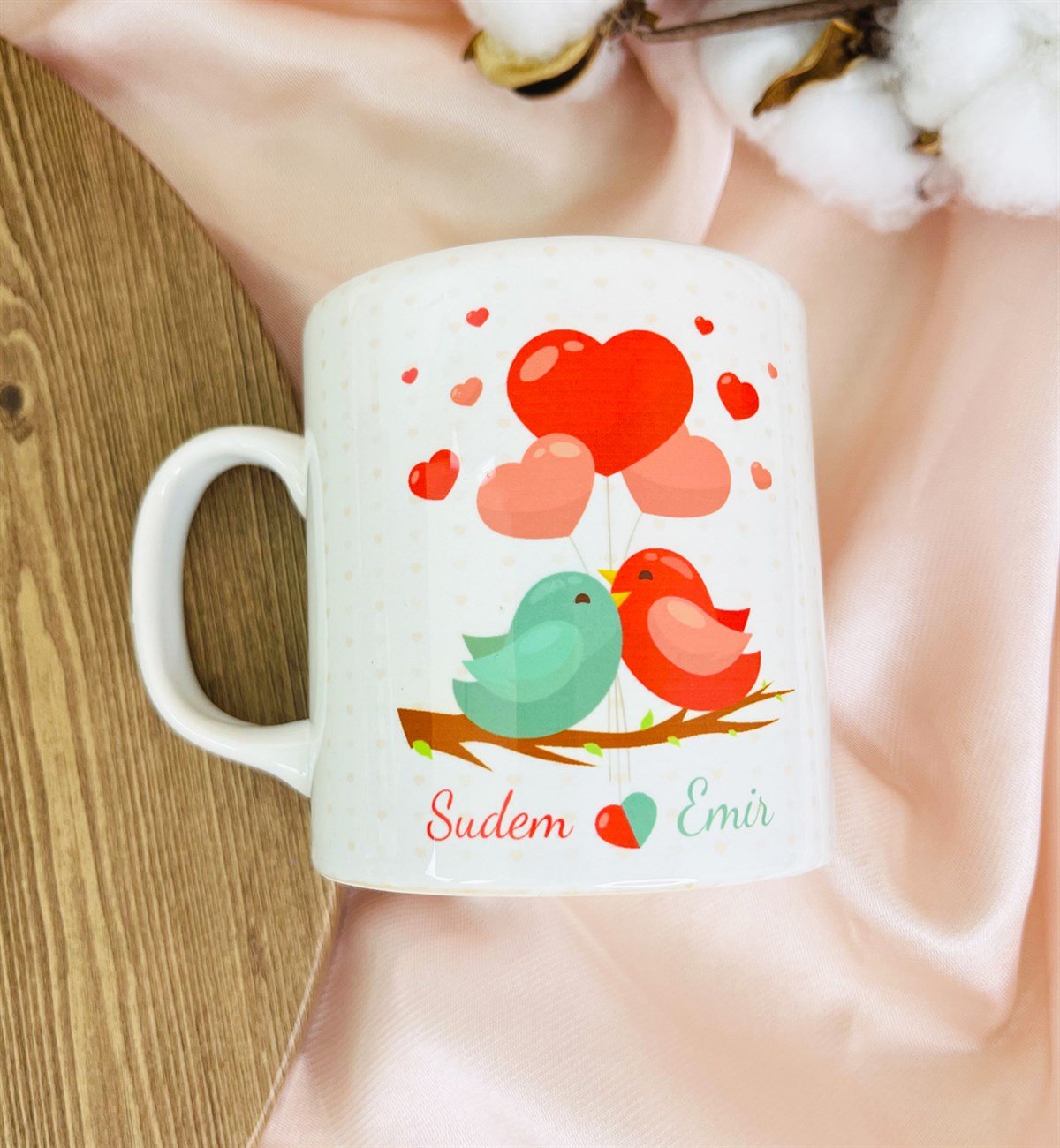 Kişiye Özel Sevgili Kuşlar Tasarımlı Kupa BardakgiftmodaGmkp100377