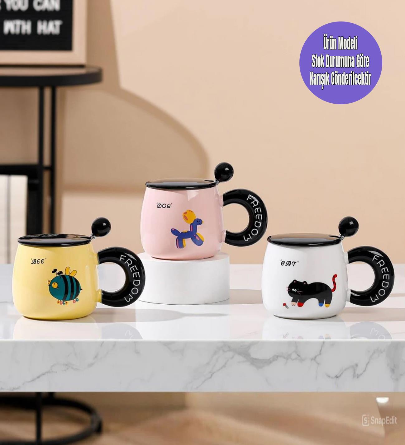 Şirin Kedi Köpek Kedi Temalı Seramik KupagiftmodaBM-1453