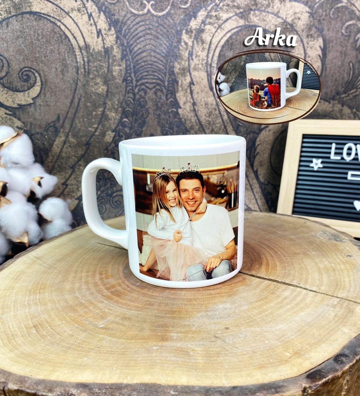 Kişiye Özel 2 Fotoğraflı Babalar Günü Kupa BardakgiftmodaGmkp100588