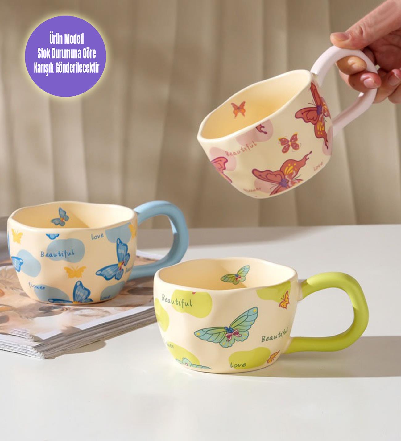 Kelebek Temalı Seramik KupagiftmodaBM-1936