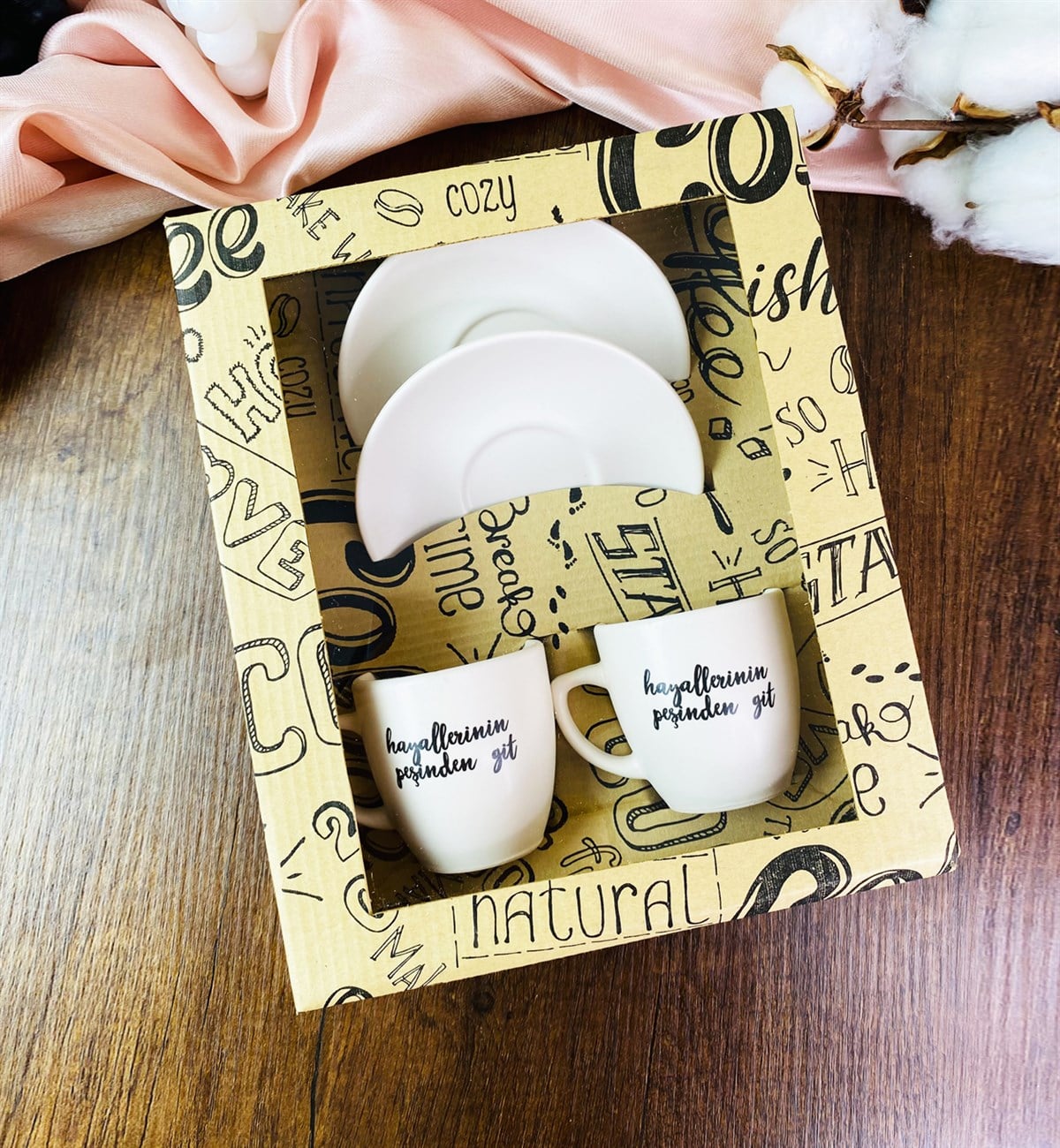 Özel Kutulu Hayallerinin Peşinden Git Türk Kahvesi Fincanı SetigiftmodaGmkp100420