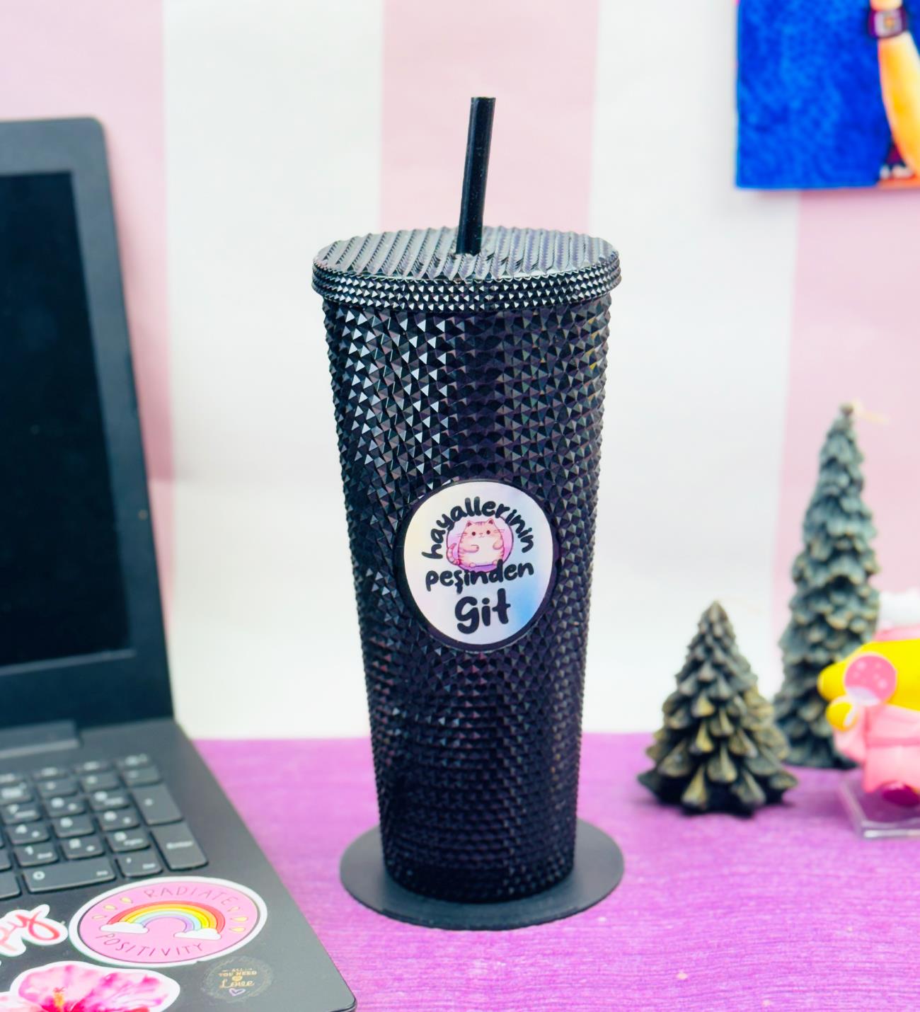 Star Sky Kristal Desenli Pipetli Bardak 750MlgiftmodaTp754