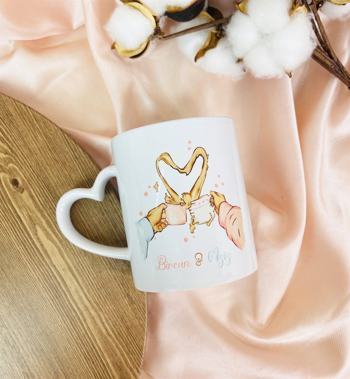 Kişiye Özel Kalp Kulplu Sevgili Kupa BardakgiftmodaGmkp100381