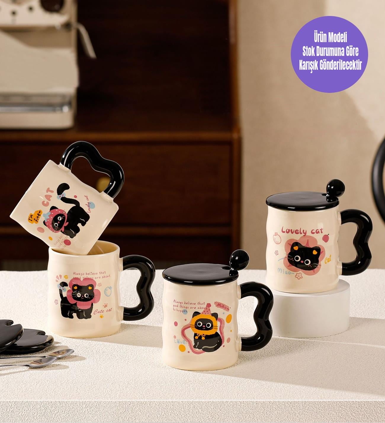 Kara Kedi Temalı Seramik KupagiftmodaBM-1986