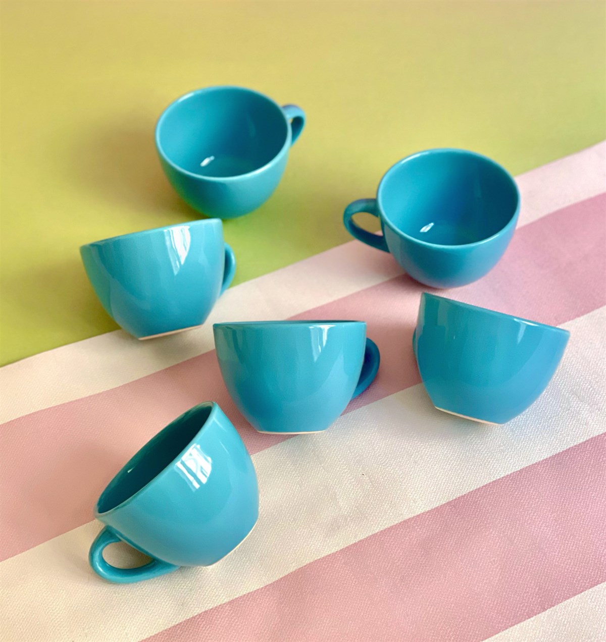 6'lı Renkli 6 Cm Kupa Bardak SetgiftmodaGmkp100191