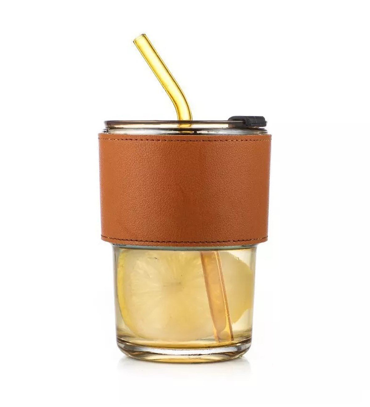 Deri Aksesuarlı Renkli Cam Mug BardakgiftmodaGM-5064