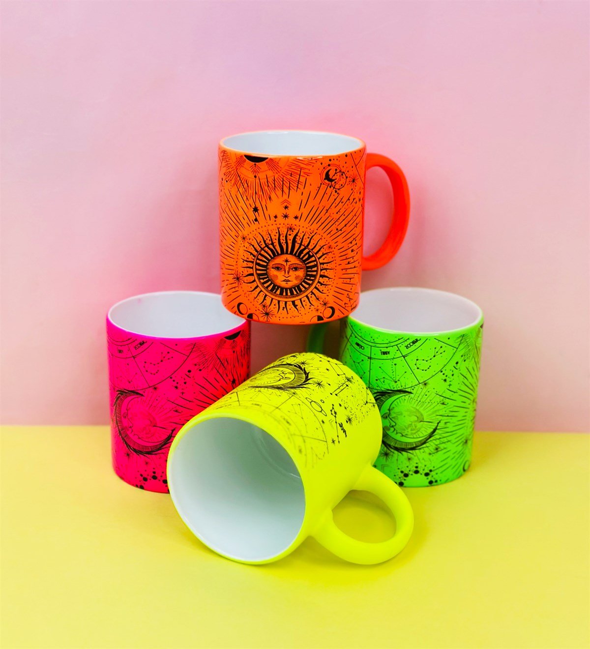 Tarot Ay Ve Güneş Tasarımlı Neon Kupa BardakgiftmodaGmkp100610