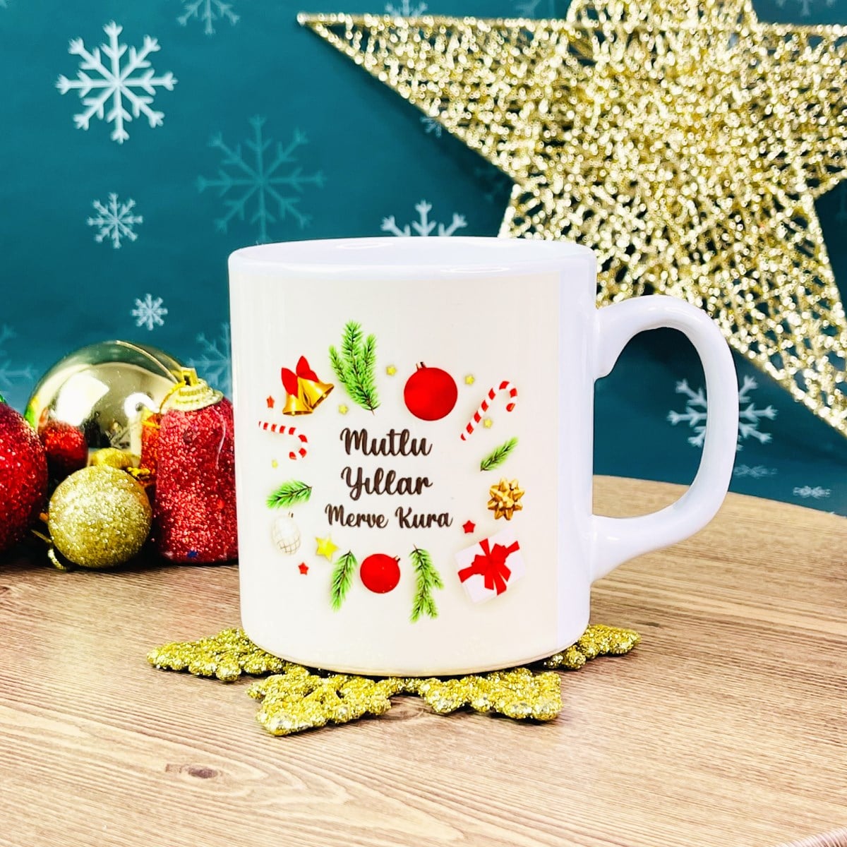 Kişiye Özel Mutlu Yıllar Yılbaşı Tasarımlı KupagiftmodaGmkp100371