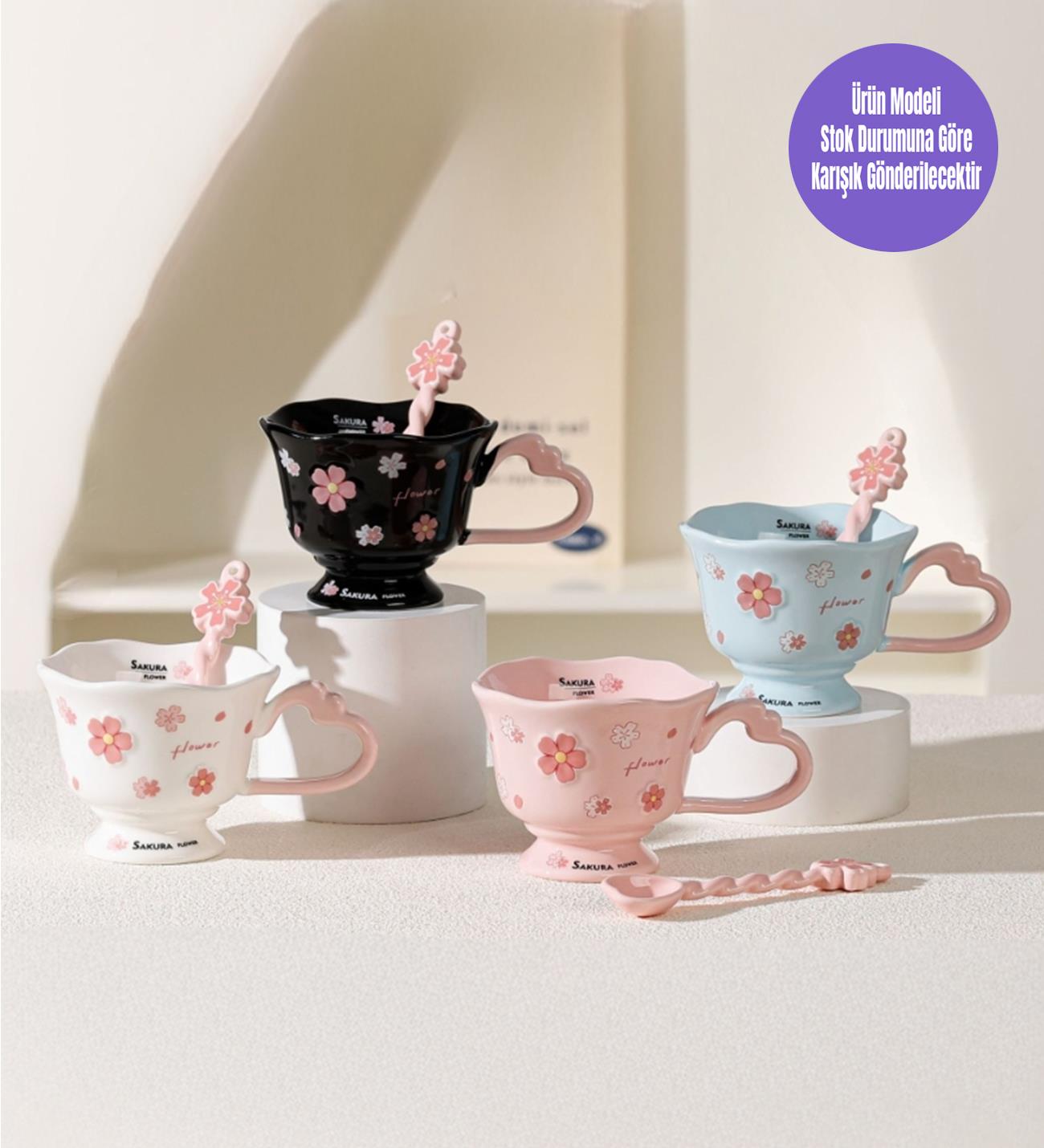 Sakura Bahçesi Temalı Seramik KupagiftmodaBM-1978