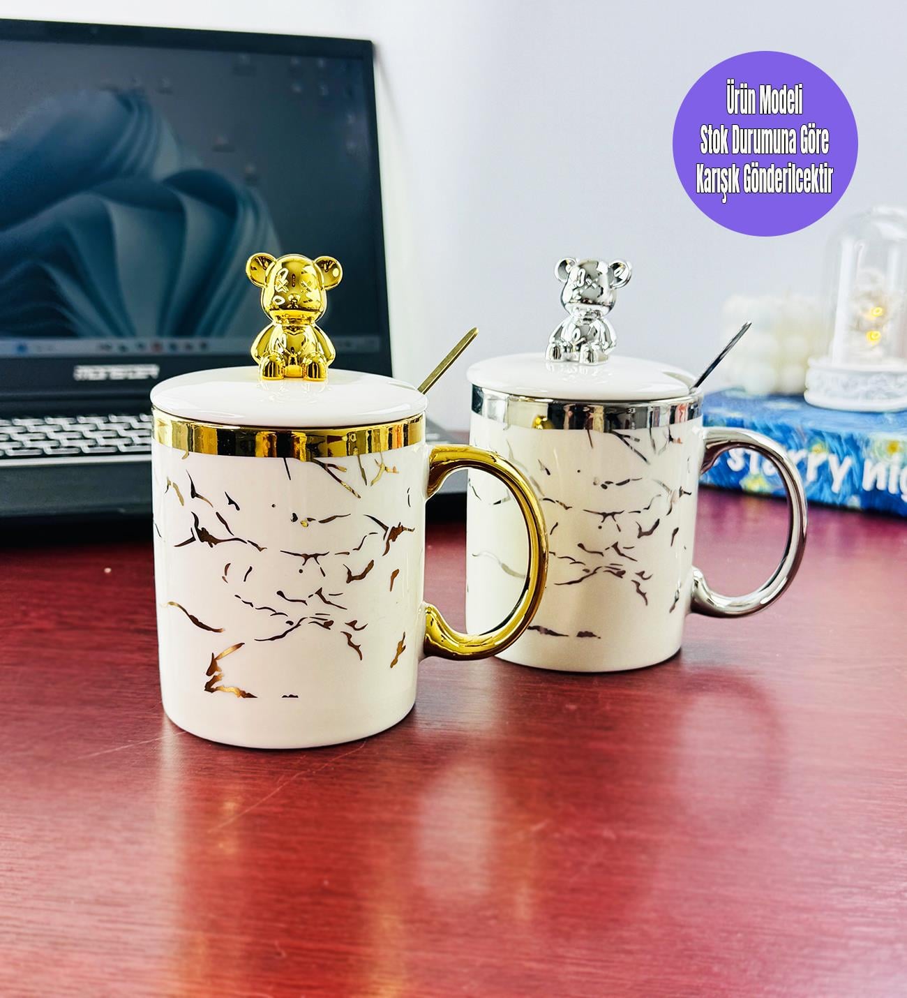 Figürlü Ve Mermer Desenli Seramik KupagiftmodaBM-1454