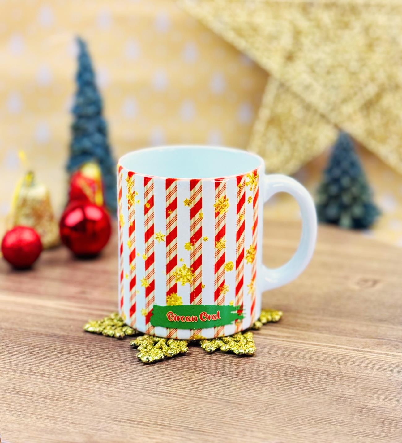 Kişiye Özel Altın Yaldız Tasarımlı Yılbaşı KupasıgiftmodaGmkp100616