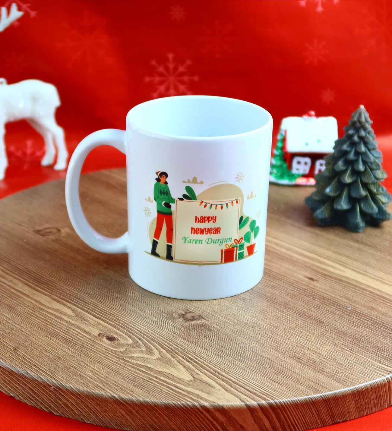 Kişiye Özel Yılbaşı Tasarımlı  Kupa Bardak giftmodaGmkp100655