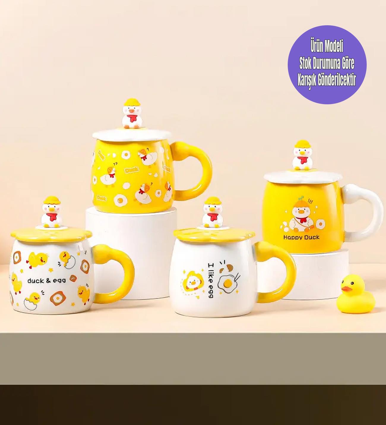 Ördek Figürlü Kapaklı Seramik KupagiftmodaBM-1475