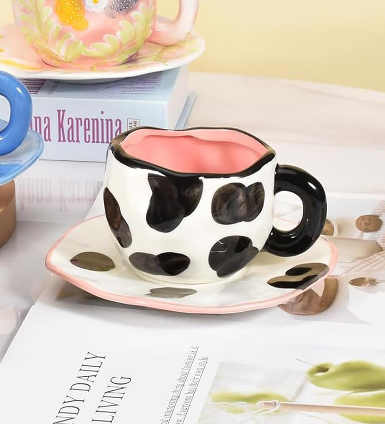 Moo Love Desenli Seramik Kupa & Tabak SetigiftmodaBM-2006