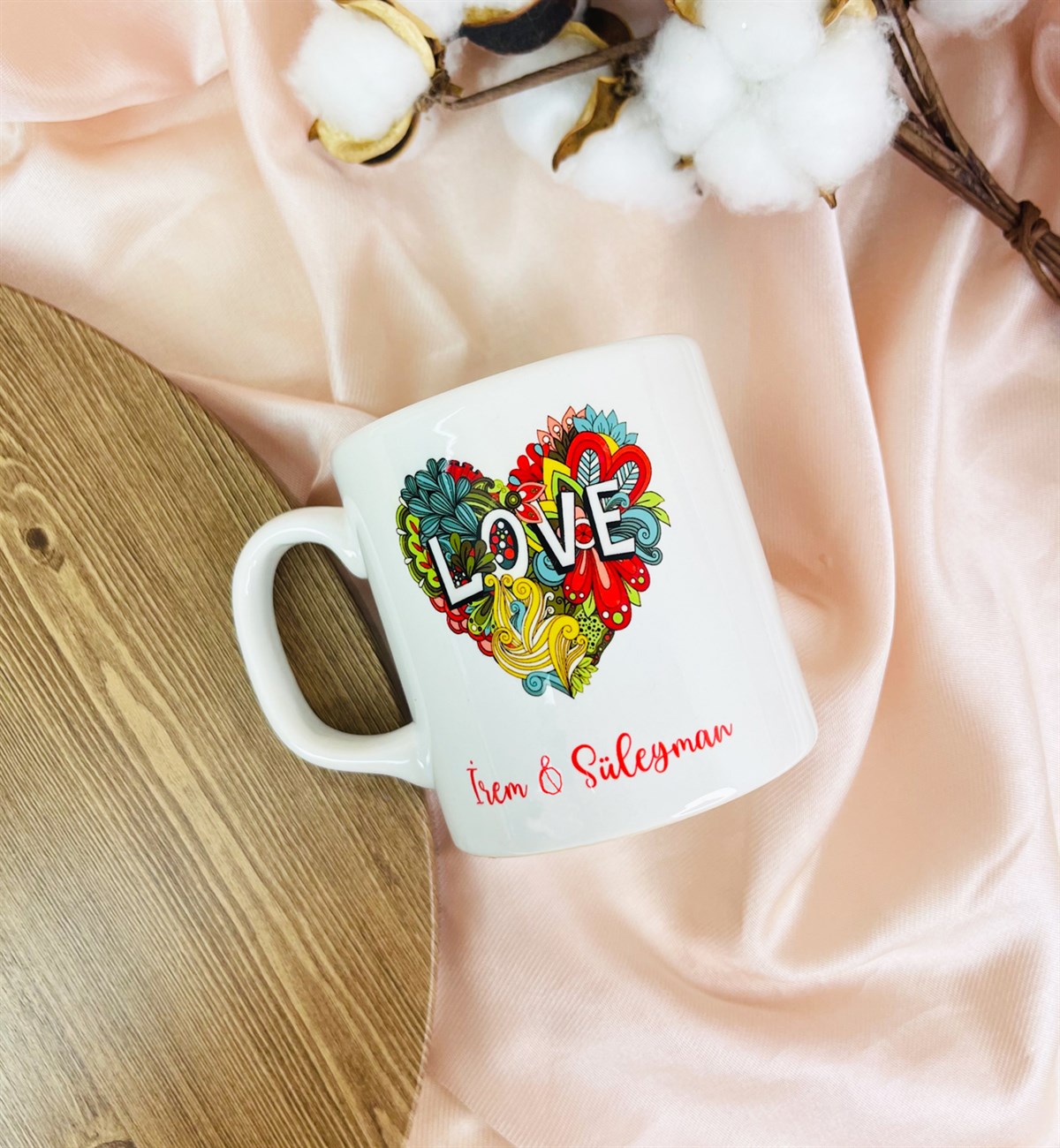 Kişiye Özel Love Kalp Tasarımlı Kupa BardakgiftmodaGmkp100383