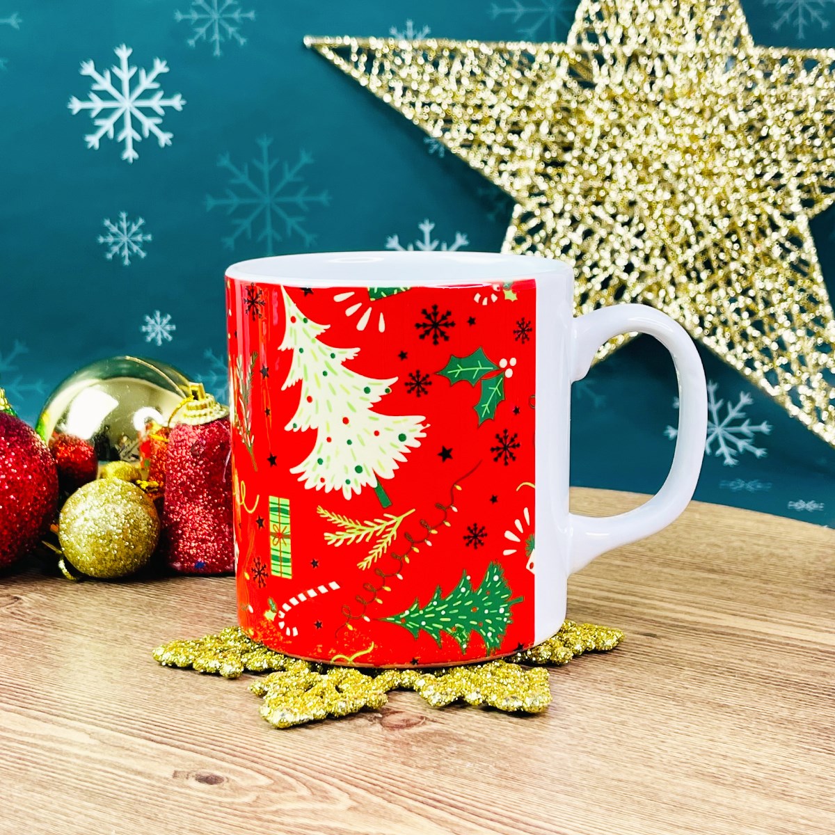 Kırmızı Noel Yılbaşı Tasarımlı KupagiftmodaGmkp100371