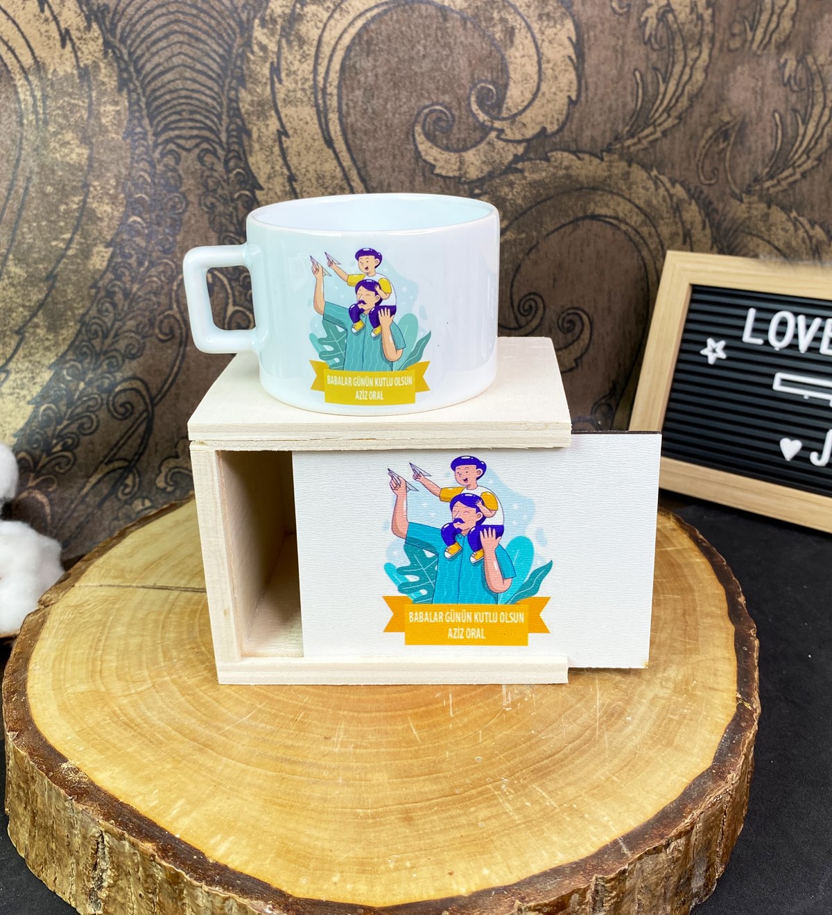Kişiye Özel Babalar Günün Kutlu Olsun Tasarımlı Kutulu KupagiftmodaGmkp100600