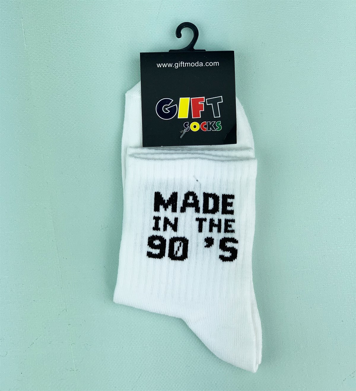 Made İn The 90's Tasarımlı Beyaz ÇorapGiftmodaThe-90's-Çorap