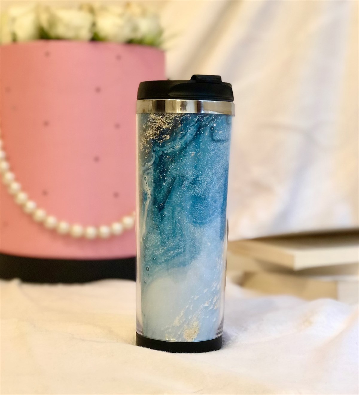 Mavi Ebruli Tasarımlı 400 Ml Mug BardakGiftmodaGmmg100076	