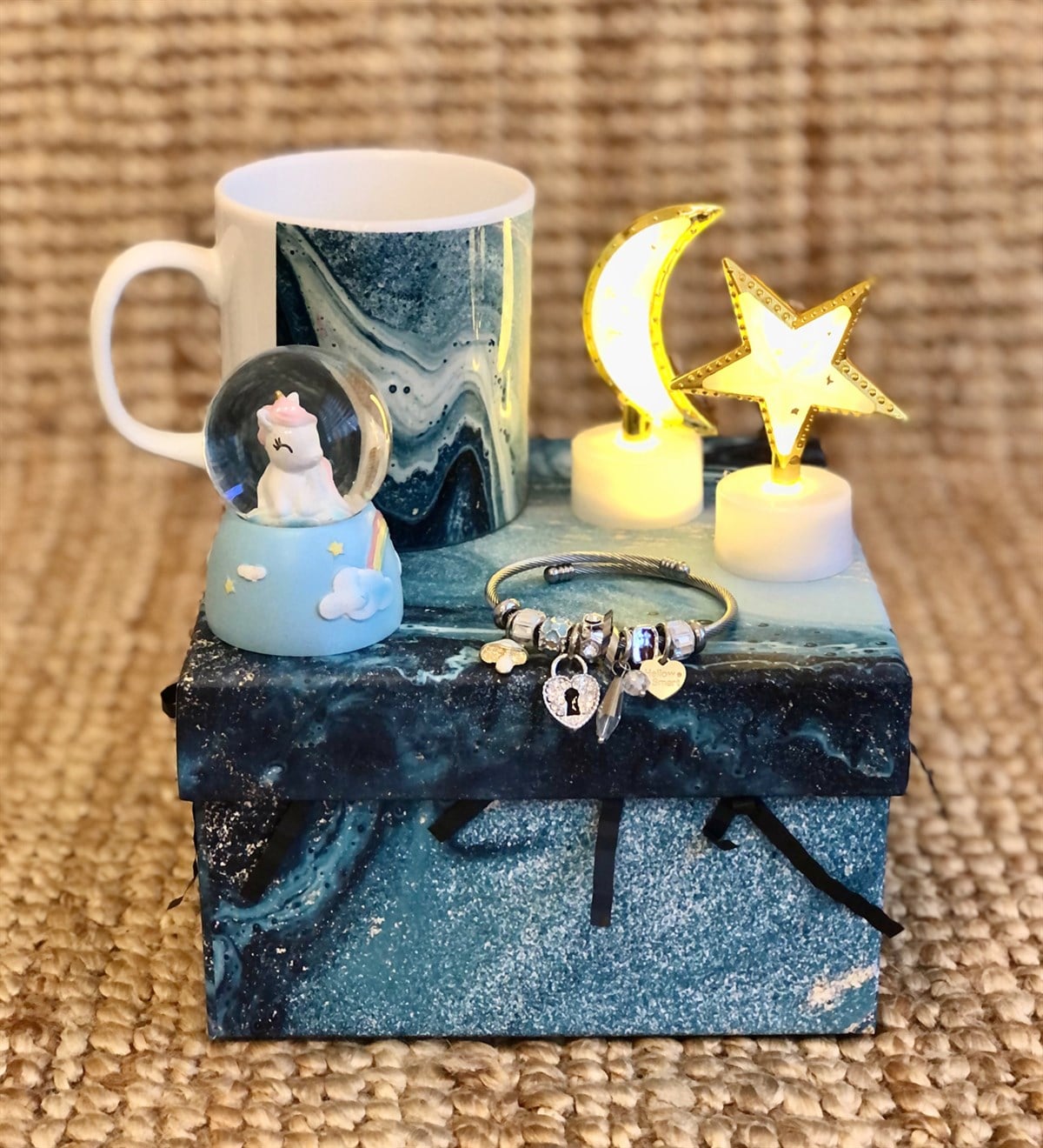 Mavi Ebruli Tasarımlı Hediye SetiGiftmodaGmhs100025