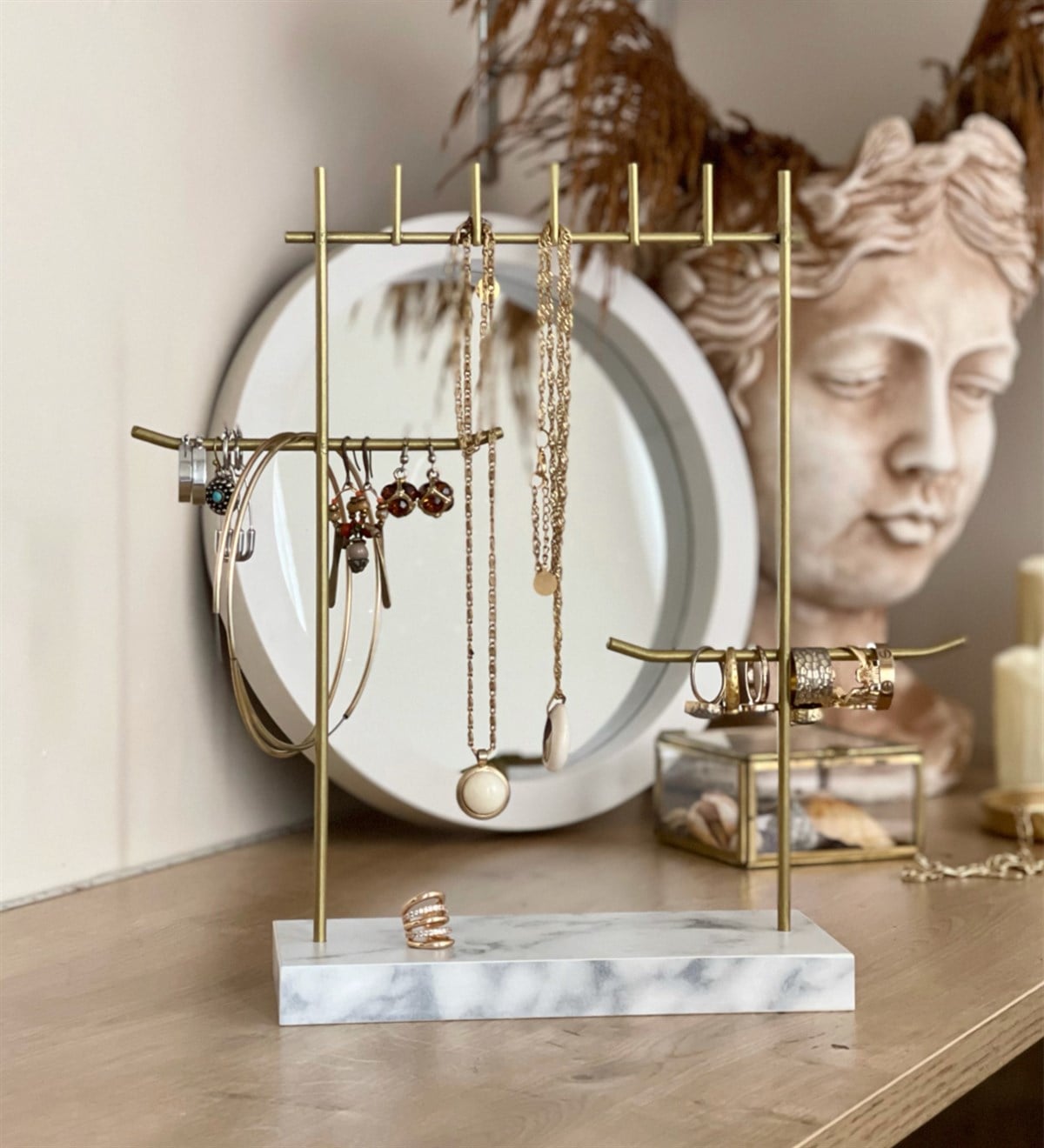 Mermer Görünümlü Gold Takı StandıGiftmodaGmig000004