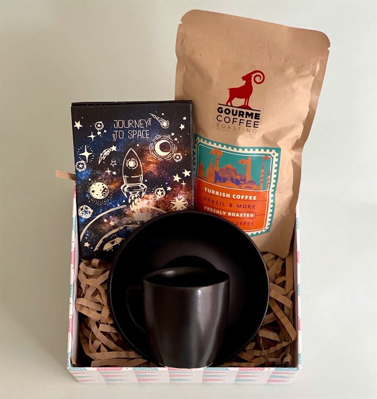 Türk Kahvesi Fincanı Space Roket Mini Fotoğraf Albümü ve Türk Kahvesi Mini Hediye Seti GiftmodaGmhs100980