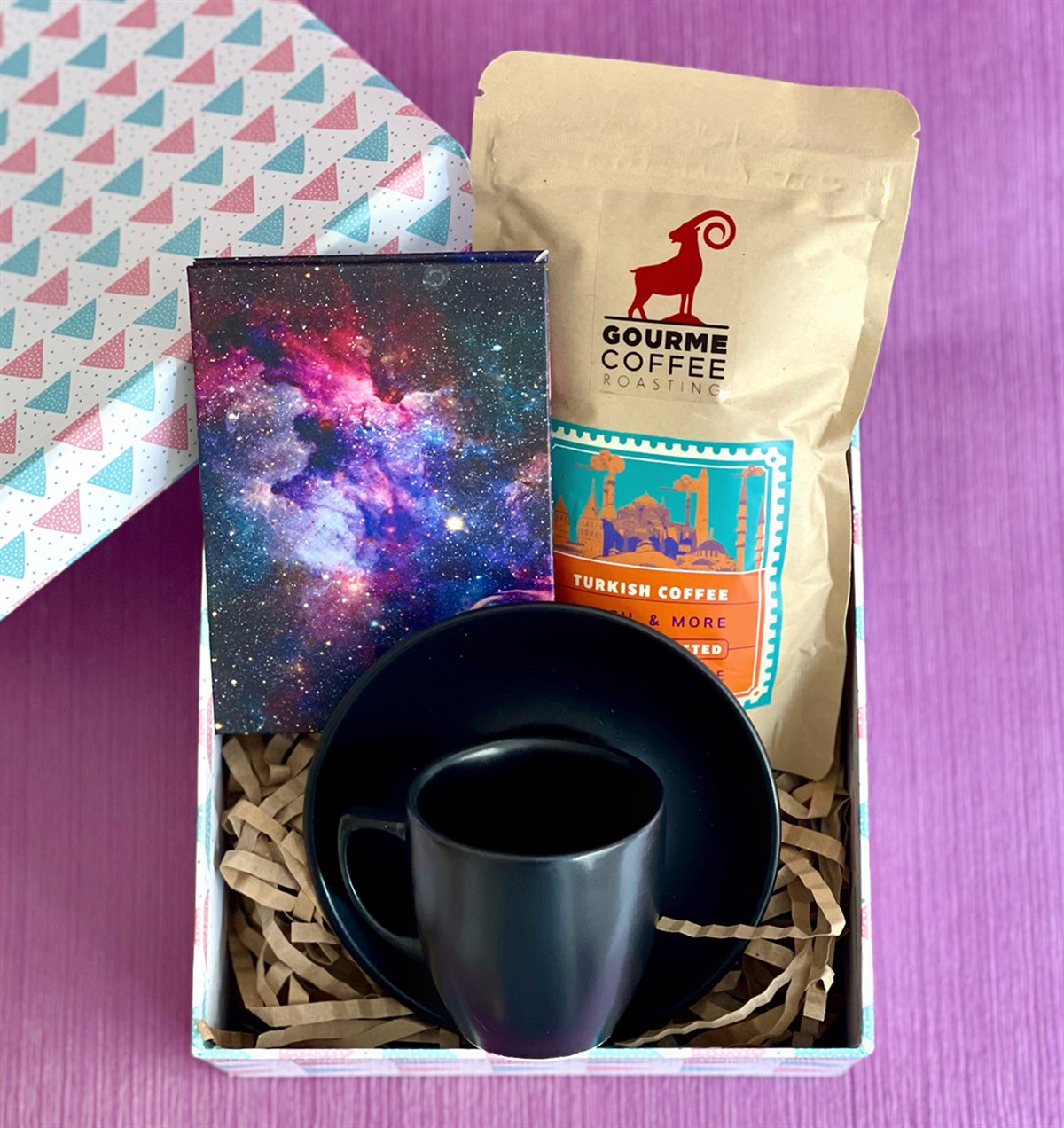 Türk Kahvesi Fincanı Space Mini Fotoğraf Albümü ve Türk Kahvesi Mini Hediye Seti GiftmodaGmhs100975