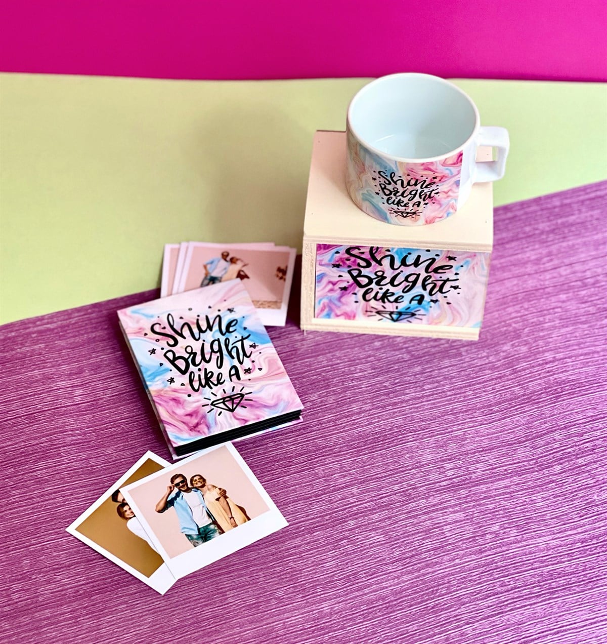 Kişiye Özel Fotoğraflı Elmas Tasarımlı Mini Fotoğraf Albümü ve Kutulu Kupa GiftmodaGmhs101074