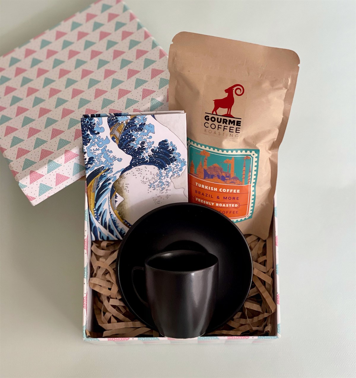 Türk Kahvesi Fincanı Dalga Mini Fotoğraf Albümü ve Türk Kahvesi Mini Hediye Seti GiftmodaGmhs101039
