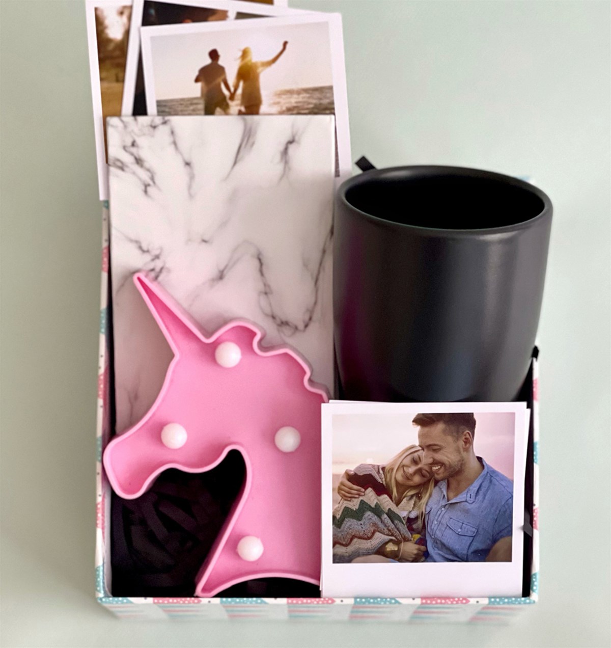 Kişiye Özel Fotoğraflı 9 cm Bulut Kupa Mini Fotoğraf Albümü ve Led Lamba Mini Hediye SetiGiftmodaGmhs100972