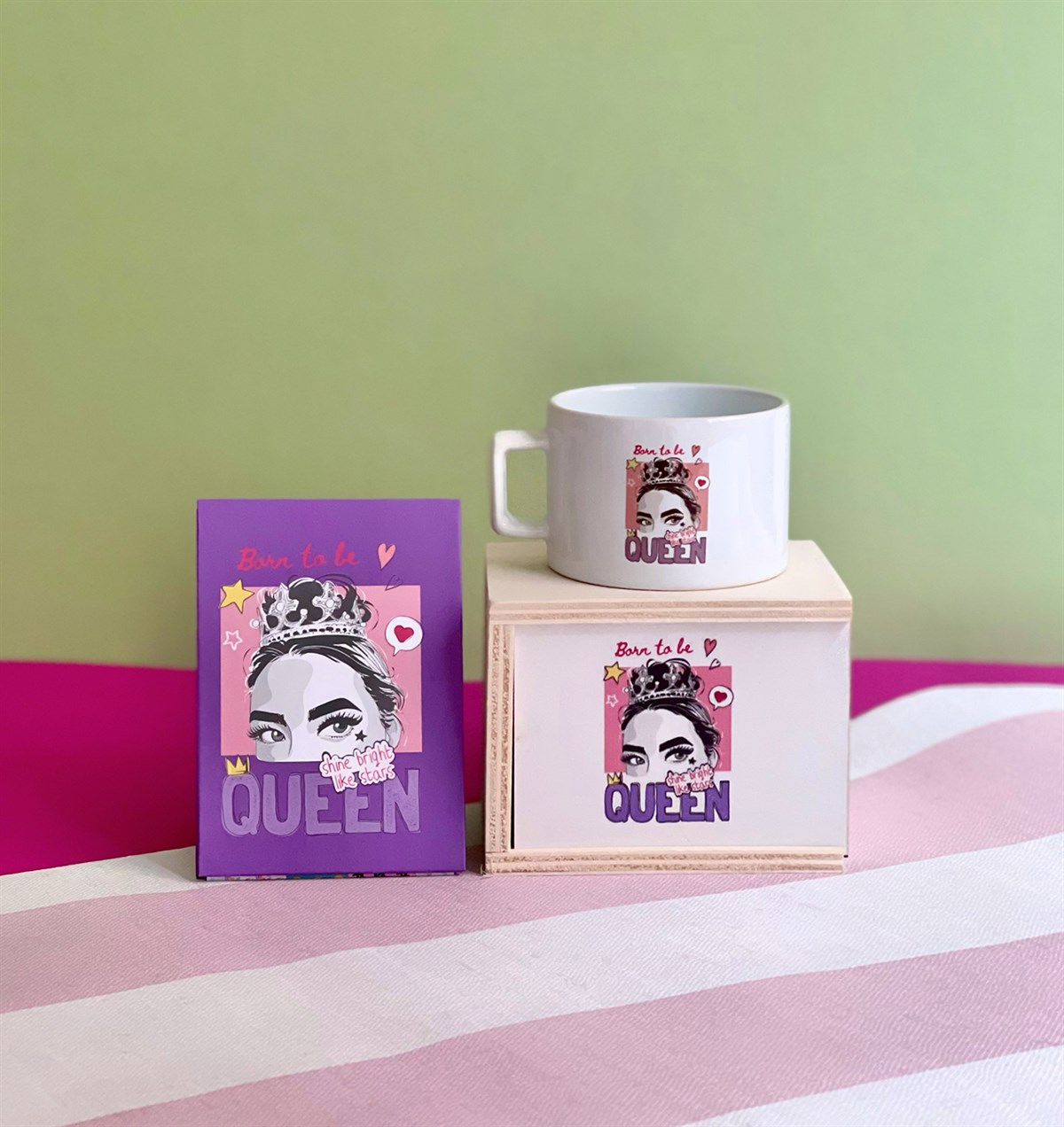 Pink Queen Mini Fotoğraf Albümü ve Kutulu Kupa GiftmodaGmhs101055