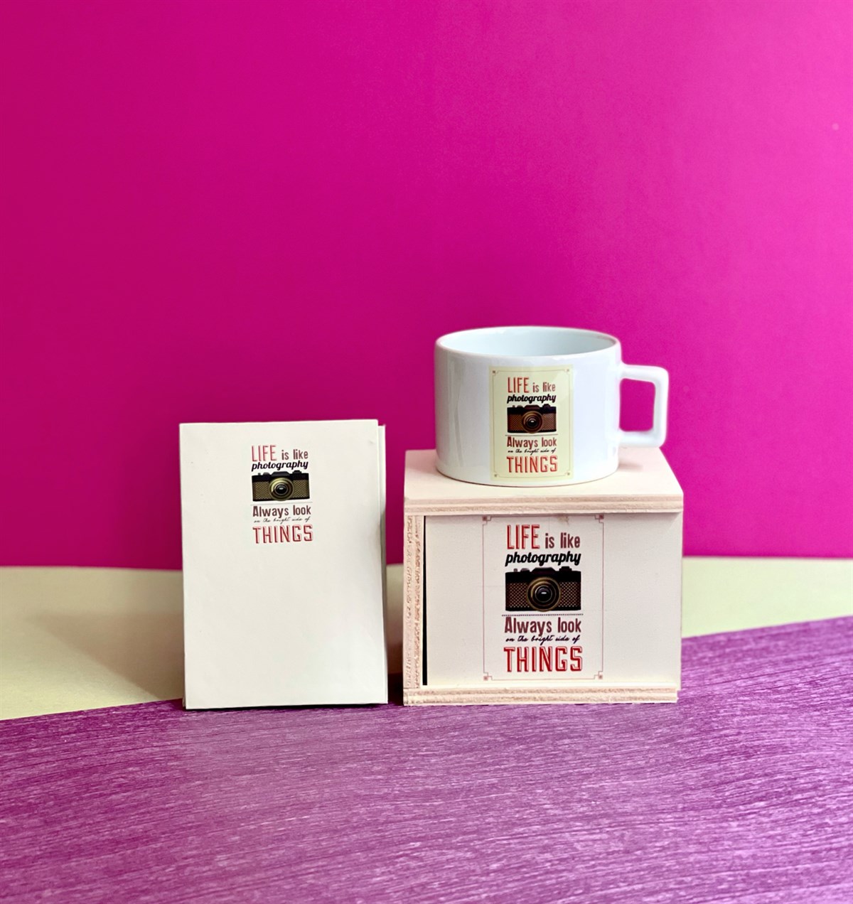 Life Is Like Tasarımlı Mini Fotoğraf Albümü ve Kutulu Kupa GiftmodaGmhs101045