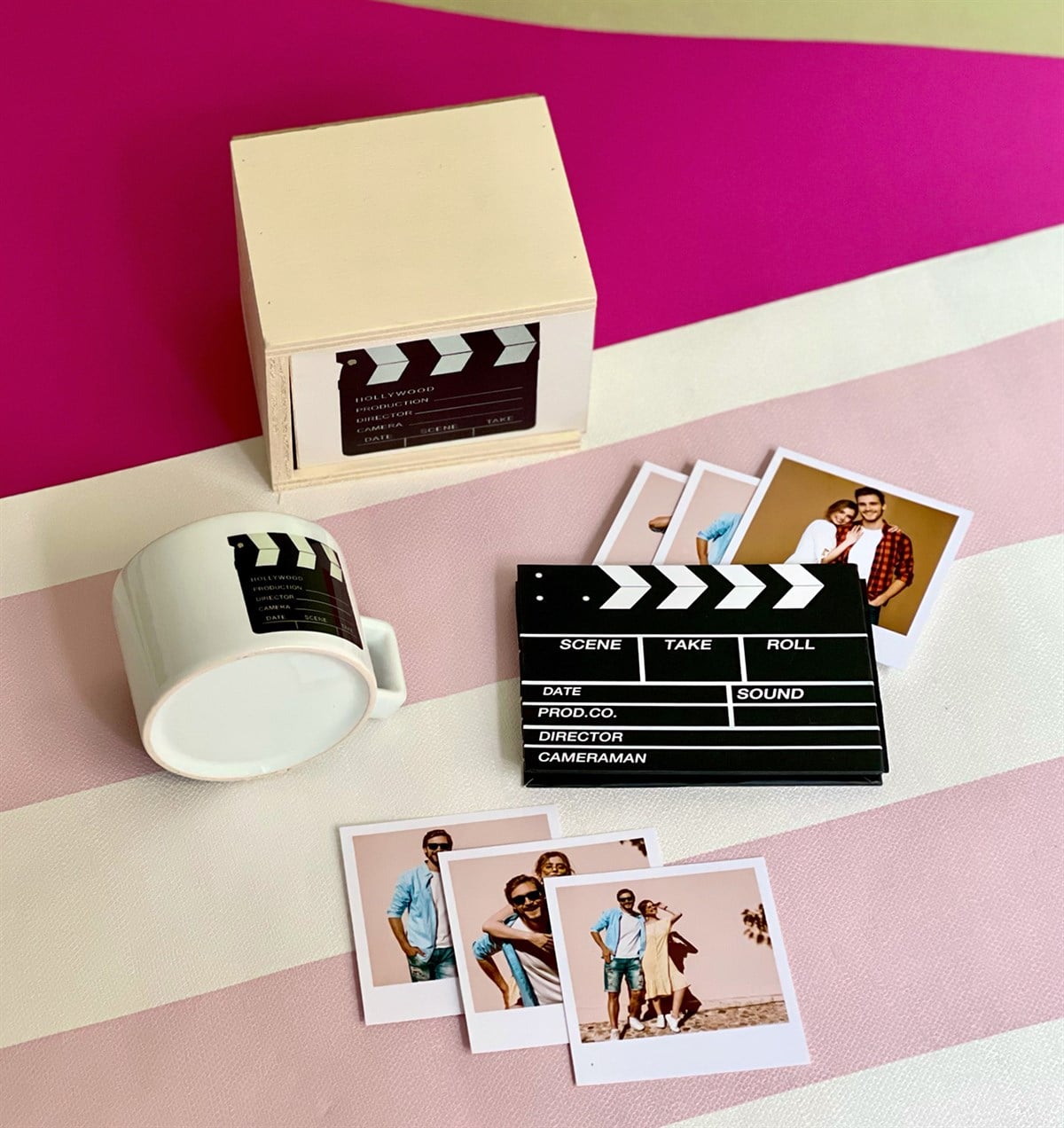 Kişiye Özel Fotoğraflı Klaket Tasarımlı Mini Fotoğraf Albümü ve Kutulu Kupa GiftmodaGmhs101081