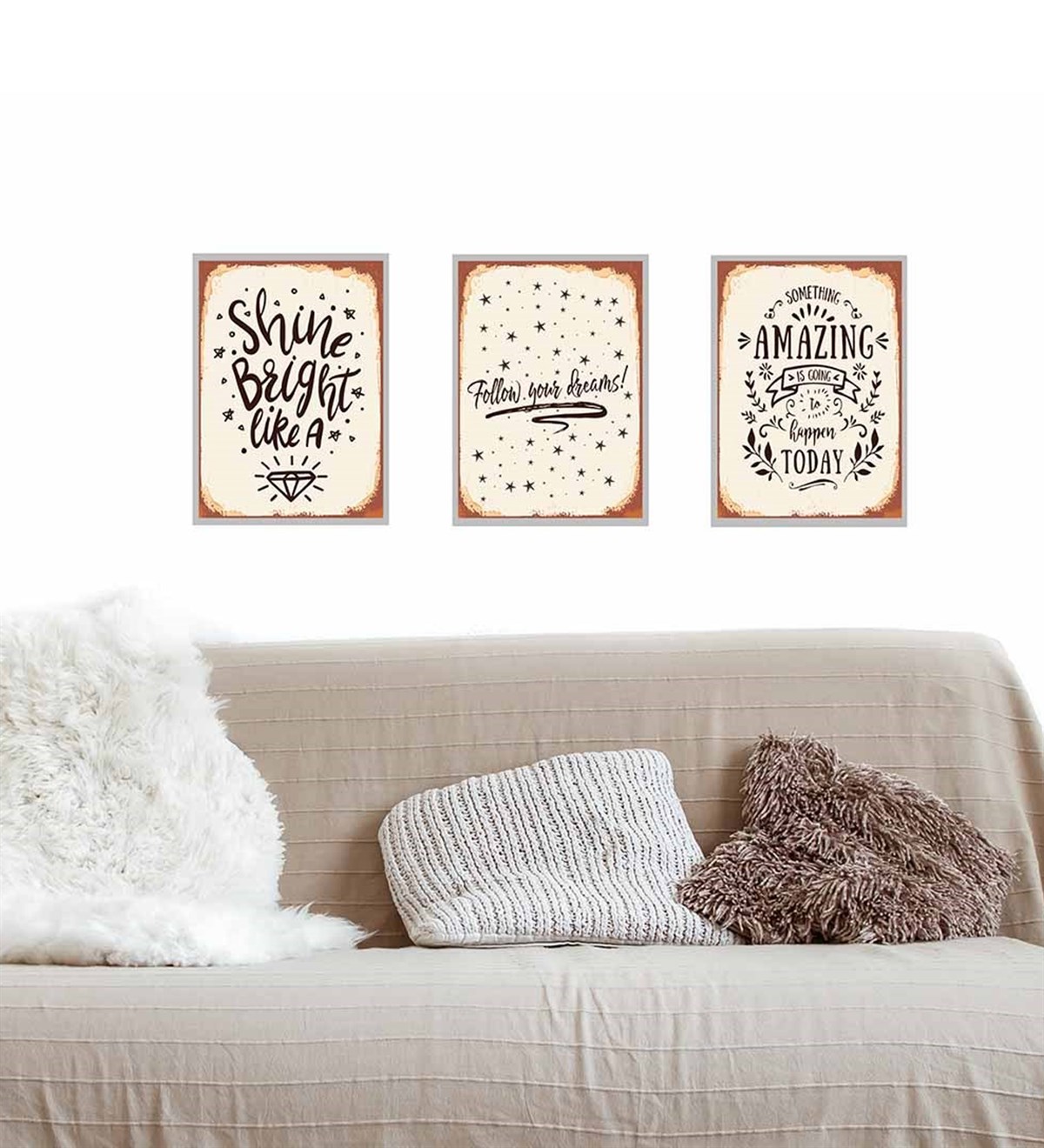 Motto Ahşap Tasarım Duvar Panosu 3'lü SetGiftmodaGM-P-1