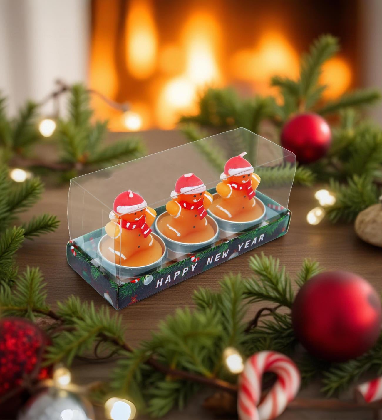 3'lü Yılbaşı Temalı Dekoratif Mum SetigiftmodaBM-1727