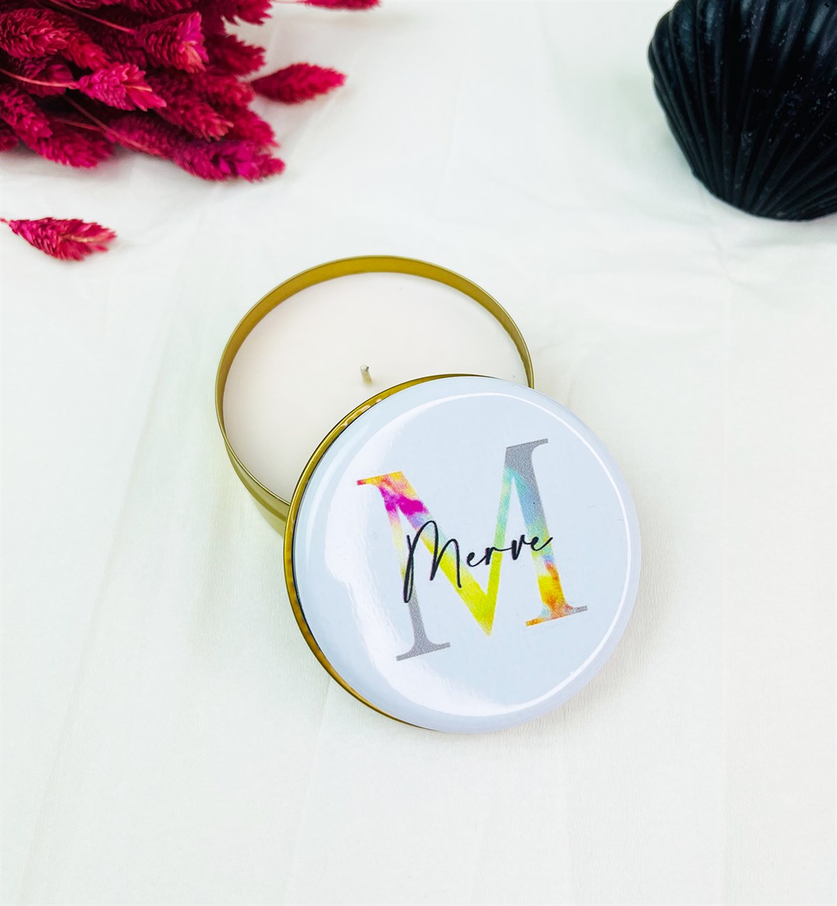 Kişiye Özel Love Blast Tasarımlı Kokulu Teneke MumgiftmodaGmmum0039