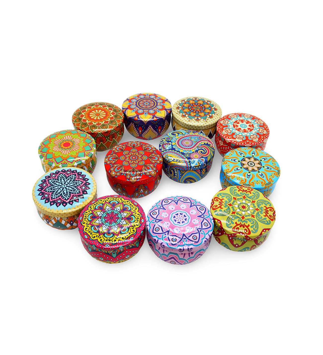 Mandala Desenli Metal Kutuda Orta Boy Kokulu MumgiftmodaBM-1722