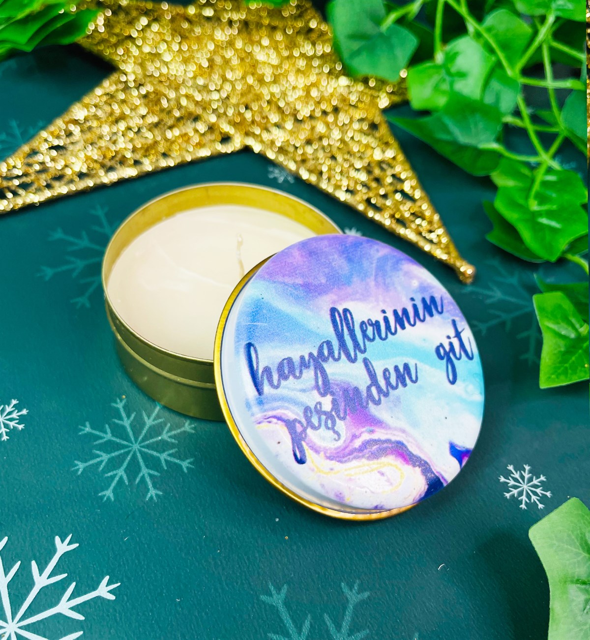 Hayallerinin Peşinden Git Tasarımlı Kokulu Teneke MumgiftmodaGmmum0018