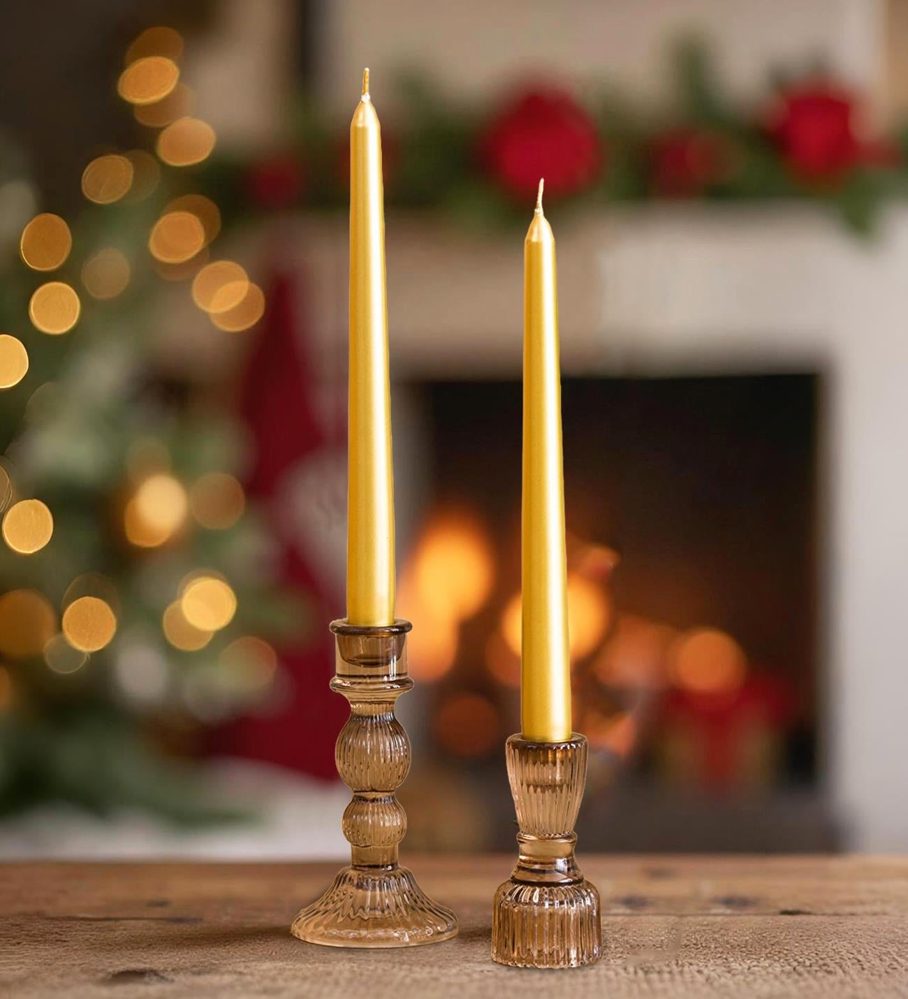 2'li Premium Metalik Gold Şamdan Mumu 25 CmgiftmodaBM-1726-1