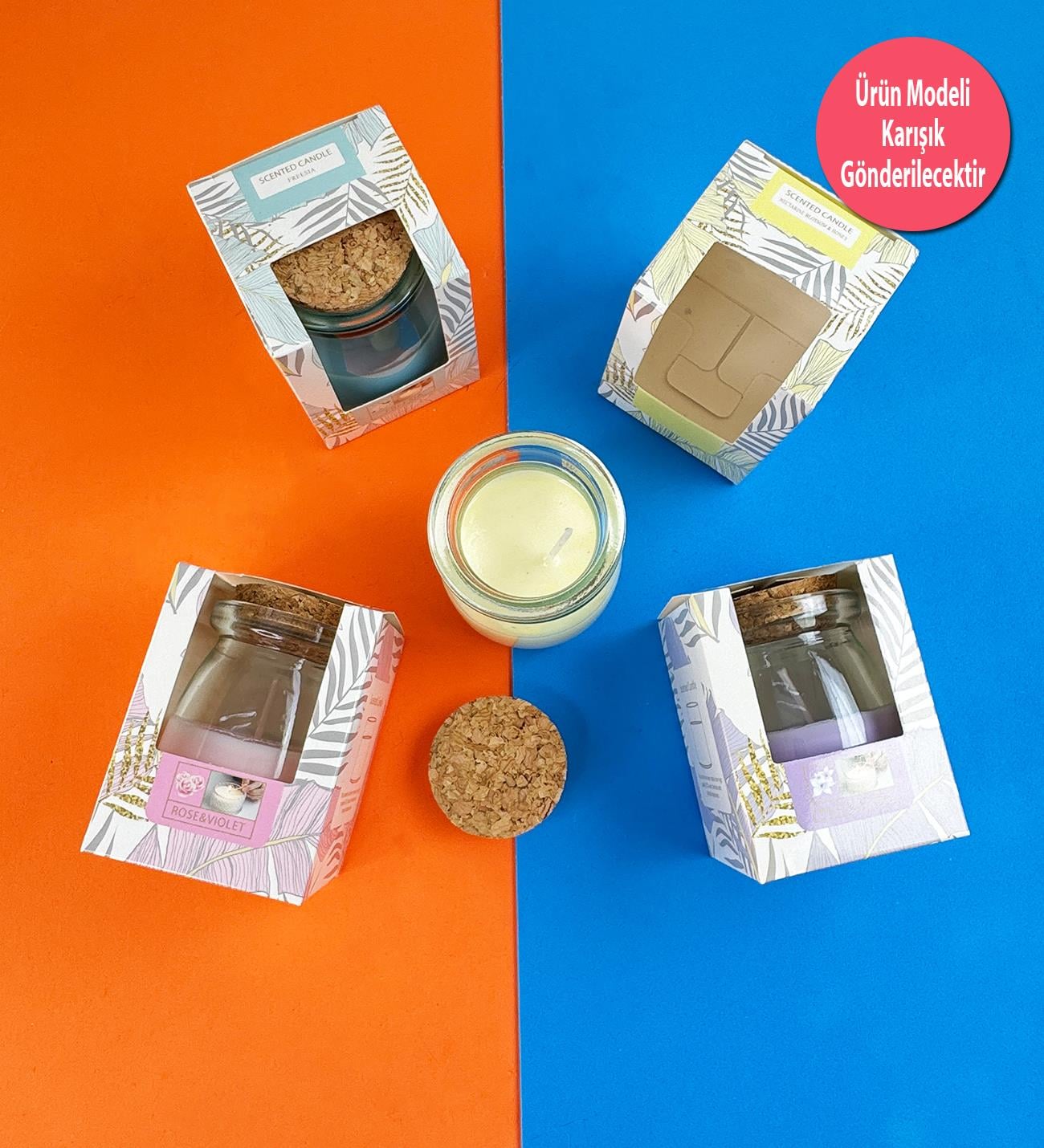 Mantar Kapaklı Cam Kavanoz Mum ( Tek Adet )giftmodaBM-1622