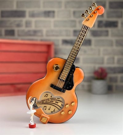 Nostaljik Gitar Görünümlü Balerinli Müzik Kutusu