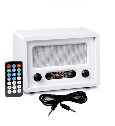 Nostaljik Görünümlü Ahşap Radyo Beyaz