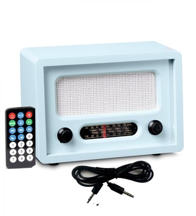 Nostaljik Görünümlü Ahşap Radyo Su Yeşili