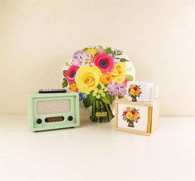 Nostaljik Görünümlü Ahşap Yeşil Radyo Ve Best Mom Yastık Seti