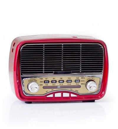 Nostaljik Görünümlü Çok Fonksiyonlu Radyo Kırmızı