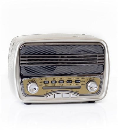 Nostaljik Görünümlü Çok Fonksiyonlu Radyo Gri