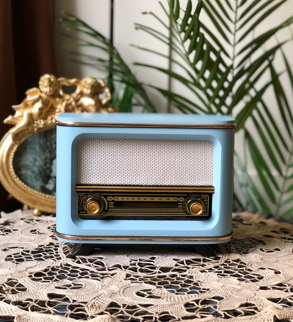 Nostaljik Görünümlü İstanbul Tasarımlı Ahşap Radyo MaviGiftmodaist-mavi-nos-rdy