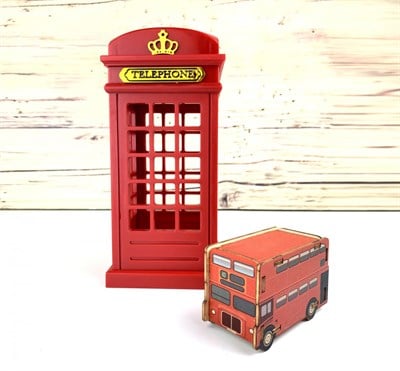 Nostaljik London Telefon Kulübesi Gece Lambası ve Müzik Kutusu Seti